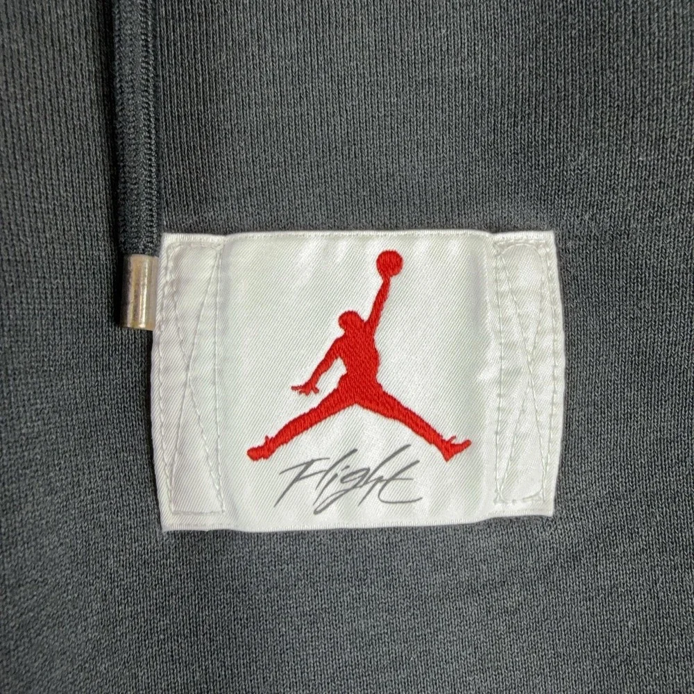 Jordan Pants Mens Large Gray Fleece Joggers Sweatpants Flight Patch Athletic
